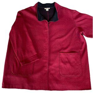 Linden Hill Women's Wool Blend Jacket Size 3X Red Thick Grandma Cardigan Cozy